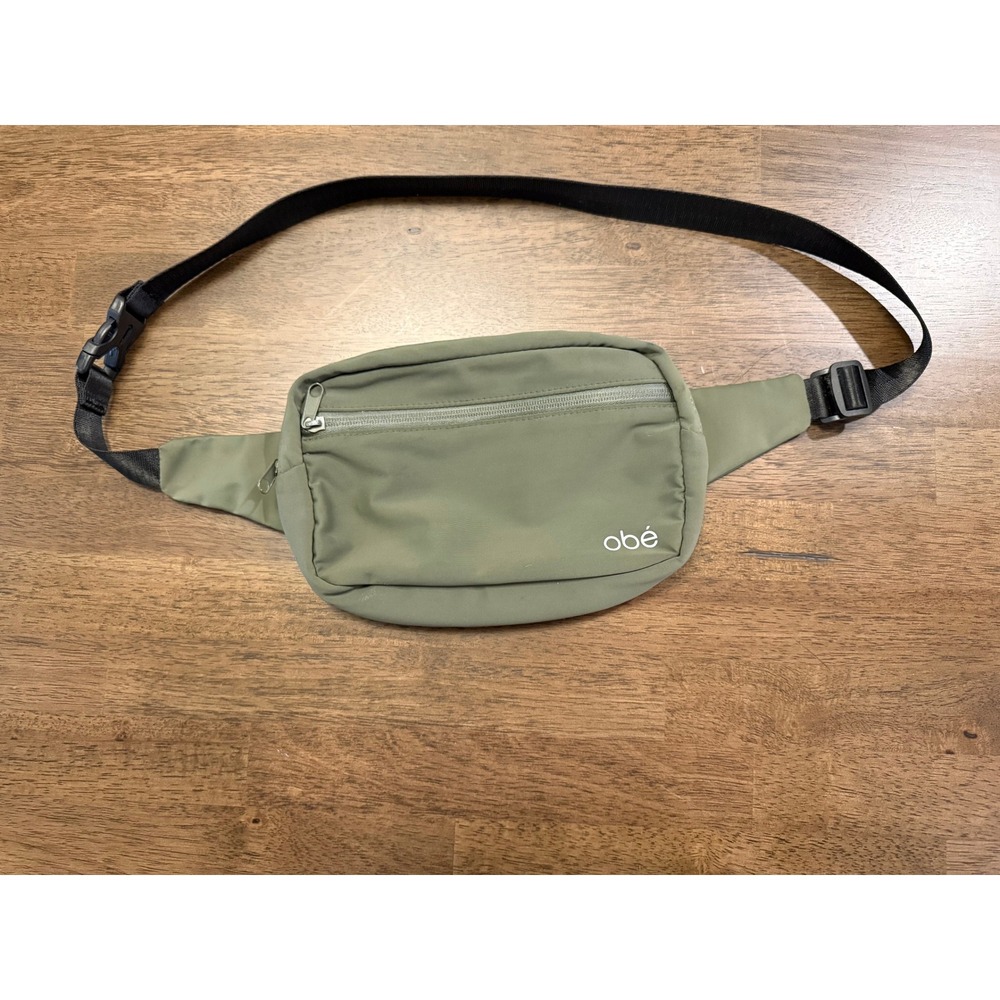Obe Fitness Waist Bag Fanny Pack Olive Green Adjustable Strap Mesh Back